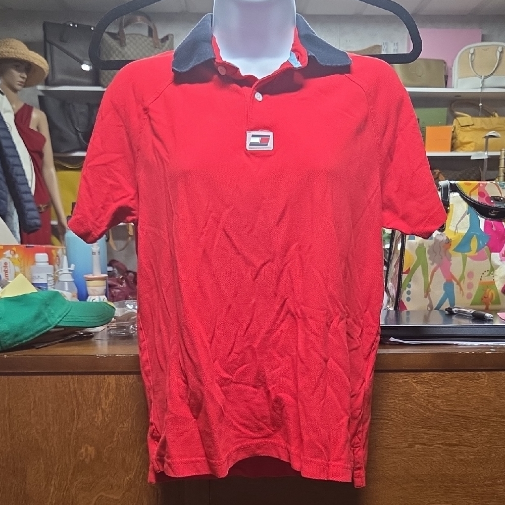 Tommy Hilfiger Red Polo with Dark Collar